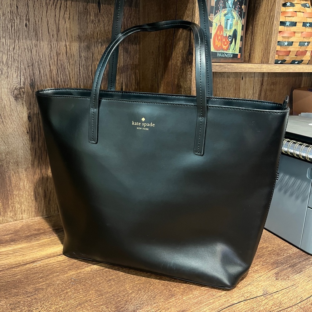 Kate Spade Black Leather Tote Bag